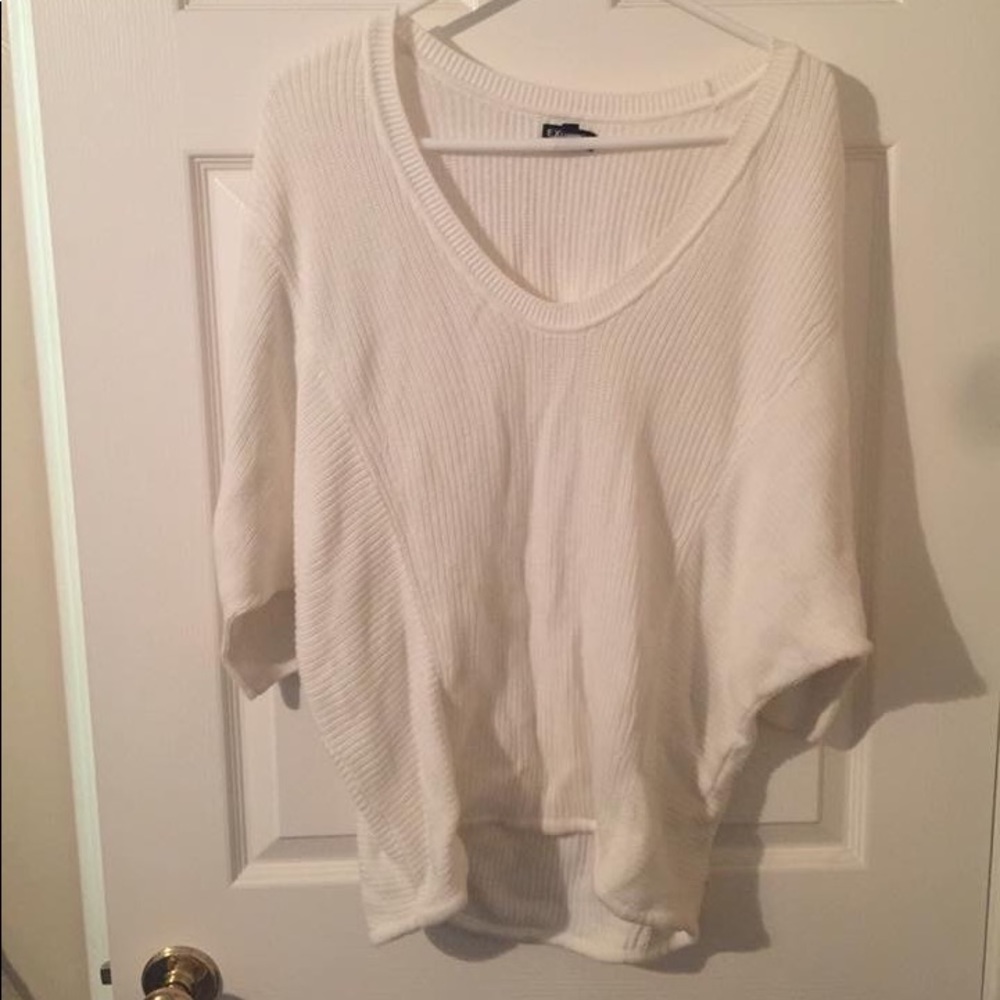 White Dolman sleeve sweater